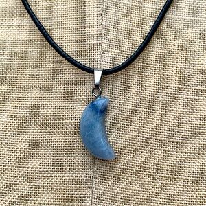 Handmade Genuine Stone Moon Charm Amulet Necklace